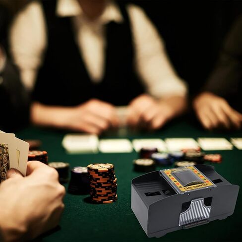 آلة خلط بطاقات البوكر الأوتوماتيكية من WAYDA، آلة خلط بطاقات البوكر الإلكترونية المكونة من طابقين، أداة ألعاب خلط البطاقات الكهربائية التي تعمل بالبطارية للحفلات المنزلية مع خط USB in Kuwait