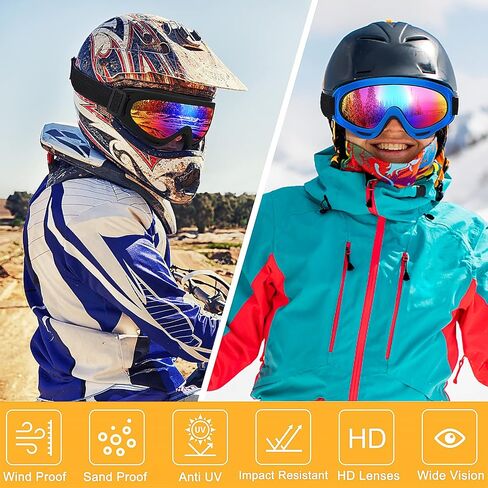 5 أزواج من نظارات الدراجات النارية للشباب والرجال والنساء، نظارات تزلج ATV مضادة للأشعة فوق البنفسجية والغبار والرياح ونظارات الدراجة الترابية مناسبة للخوذة in Saudi Arabia