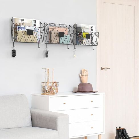 YBING Wall File Organizer Mesh Hanging Wall Files Holder 6 Pack Hanging Wire Magazine Rack and Mail Holder with Hooks Office Wall Organizer for Papers Folders Files Clipboard Black in Saudi Arabia