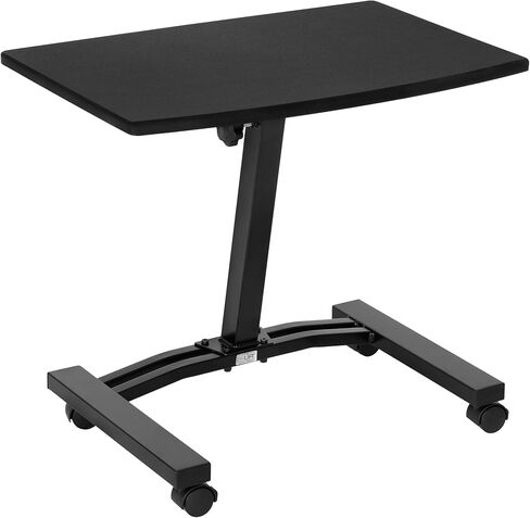 Seville Classics Solid-Top Height Adjustable Mobile Laptop Computer Desk Cart Ergonomic Home Office Stand Rolling Table, Overbed (23.6"), White in Kuwait