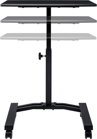 Seville Classics Solid-Top Height Adjustable Mobile Laptop Computer Desk Cart Ergonomic Home Office Stand Rolling Table, Overbed (23.6"), White in Kuwait