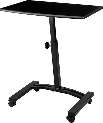 Seville Classics Solid-Top Height Adjustable Mobile Laptop Computer Desk Cart Ergonomic Home Office Stand Rolling Table, Overbed (23.6"), White in Kuwait