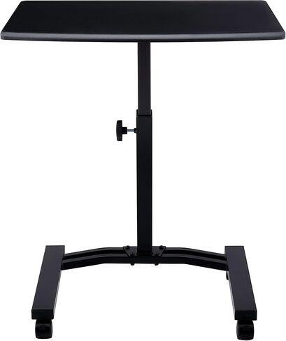 Seville Classics Solid-Top Height Adjustable Mobile Laptop Computer Desk Cart Ergonomic Home Office Stand Rolling Table, Overbed (23.6"), White in Kuwait