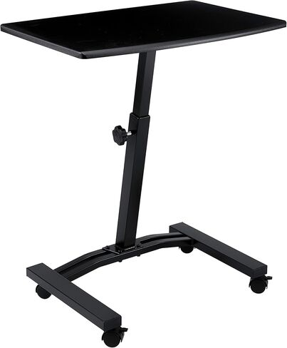 Seville Classics Solid-Top Height Adjustable Mobile Laptop Computer Desk Cart Ergonomic Home Office Stand Rolling Table, Overbed (23.6"), White in Kuwait