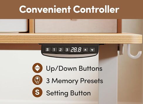 BANTI مكتب قائم كهربائي مقاس 48 × 24 بوصة مع أدراج مزدوجة، مكتب وقوف بارتفاع قابل للتعديل، مكتب مكتب منزلي للجلوس مع رف تخزين، سطح بني ريفي فاتح in Kuwait