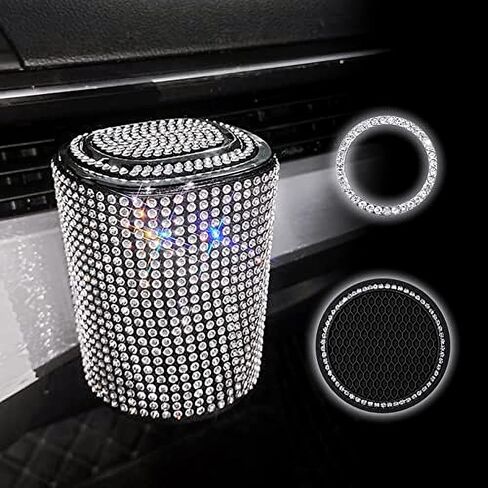 بلينغ سيارة سجائر سجائر منفذ الهواء منفضة سجائر السيارات السيارات مع غطاء مؤشر الضوء الأزرق LED الرماد الذي لا يدخن للنساء حامل كأس السيارة (الشظية) in Kuwait