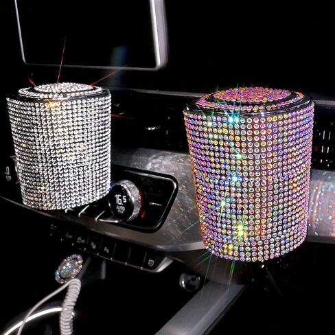 بلينغ سيارة سجائر سجائر منفذ الهواء منفضة سجائر السيارات السيارات مع غطاء مؤشر الضوء الأزرق LED الرماد الذي لا يدخن للنساء حامل كأس السيارة (الشظية) in Kuwait