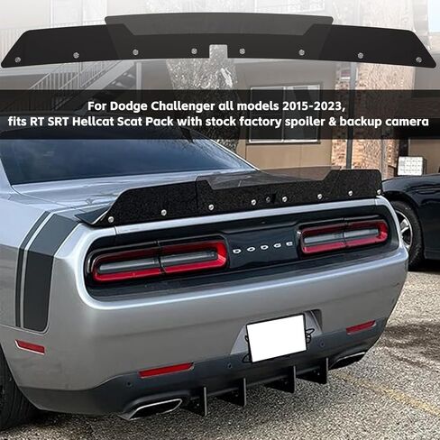 سبويلر خلفي من Wickerbill لسيارة دودج تشالنجر 2015-2023 SRT RT Hellcat Scat Pack مع كاميرا احتياطية، قطعتان من نوع Wicker Bill Spoiler مع أداة RivNut in Kuwait
