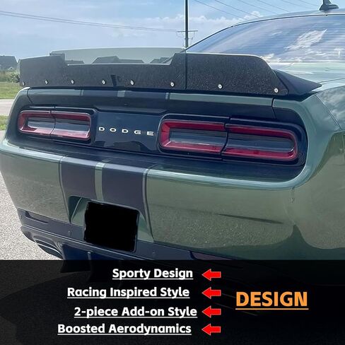 سبويلر خلفي من Wickerbill لسيارة دودج تشالنجر 2015-2023 SRT RT Hellcat Scat Pack مع كاميرا احتياطية، قطعتان من نوع Wicker Bill Spoiler مع أداة RivNut in Kuwait