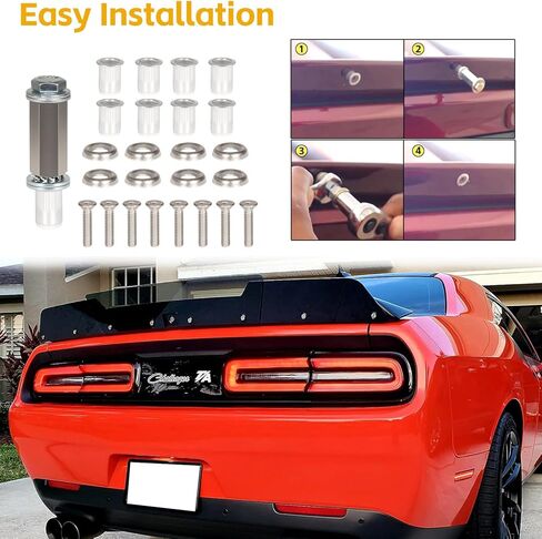 سبويلر خلفي من Wickerbill لسيارة دودج تشالنجر 2015-2023 SRT RT Hellcat Scat Pack مع كاميرا احتياطية، قطعتان من نوع Wicker Bill Spoiler مع أداة RivNut in Kuwait