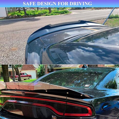 Bonbo Venom V2 Rear Wickerbill Spoiler Fits for Dodge Charger 2015-2022 2023 SRT ScatPack Hellcat, Add-on Type 2-Piece Rear Wicker Bill Spoiler with RivNut Tool (Gloss Black) in Saudi Arabia