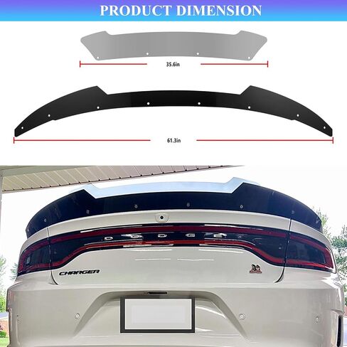 Bonbo Venom V2 Rear Wickerbill Spoiler Fits for Dodge Charger 2015-2022 2023 SRT ScatPack Hellcat, Add-on Type 2-Piece Rear Wicker Bill Spoiler with RivNut Tool (Gloss Black) in Saudi Arabia