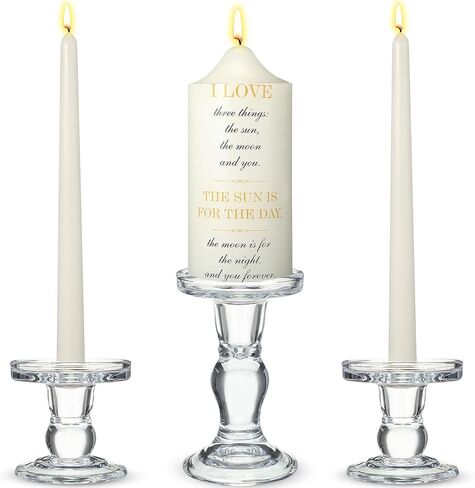 MTLEE 3 Unity Candles with Candle Holder for Wedding Unity Candle Set Include 1 Pillar and 2 Taper Candles for Ceremony Wedding Accessories Baptism Catholic Church (Love) in Saudi Arabia