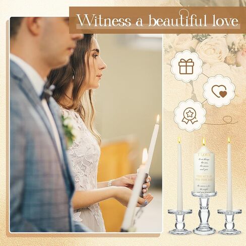 MTLEE 3 Unity Candles with Candle Holder for Wedding Unity Candle Set Include 1 Pillar and 2 Taper Candles for Ceremony Wedding Accessories Baptism Catholic Church (Love) in Saudi Arabia