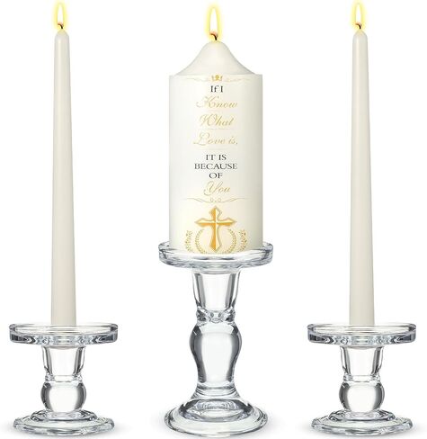 MTLEE 3 Unity Candles with Candle Holder for Wedding Unity Candle Set Include 1 Pillar and 2 Taper Candles for Ceremony Wedding Accessories Baptism Catholic Church (Love) in Saudi Arabia