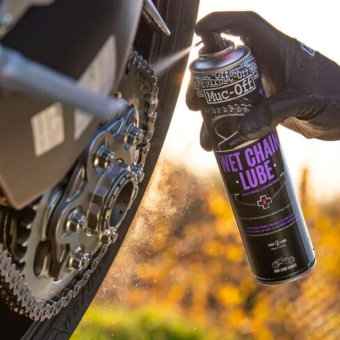 Muc-Off Wet Motorcycle Chain Lube, 400 Milliliters - Premium Motorbike Chain Lubricant Spray - Formulated for Wet Weather Conditions in Saudi Arabia