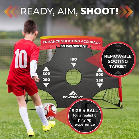 POWRMOVE Soccer Goals for Backyard - Portable Soccer Goals Set of 2 with Pump, Cones, Training Ladder, Ball and Carry Bag - 6FT x 4FT Soccer Nets, Durable Soccer Training Equipment in Kuwait