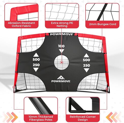 POWRMOVE Soccer Goals for Backyard - Portable Soccer Goals Set of 2 with Pump, Cones, Training Ladder, Ball and Carry Bag - 6FT x 4FT Soccer Nets, Durable Soccer Training Equipment in Kuwait