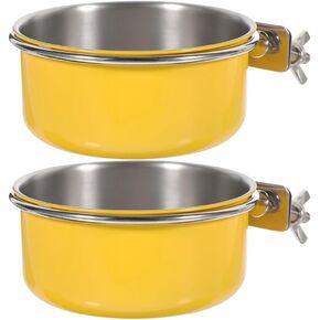 VANZACK Stainless Steel Bird Bowls, Bird Water Bowl, Bird Feeder Parrot Food Water Bowls with Clamp, Bird Cage Feeders and Waterers, Bird Food Bowl 2Pcs