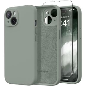 Magnetic for iPhone 15 Case, Compatible with MagSafe, [2 Screen Protector + Full Camera Protection], Silicone Shockproof Anti-Scratch Protective Phone Case for iPhone 15 6.1", Matcha