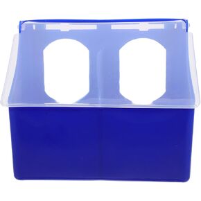 VANZACK Pigeon Plastic Feeder Dove Bird Food Feeding Hanging Box for Poultry Pigeon Parrot Budgie Parakeet Cage (Two Holes)