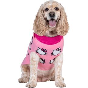 Hello Kitty and Friends Hello Kitty Dog Sweater - Pink Knit Fabric Pet Sweater with Character Design - Officially Licensed Sanrio Product from Jazwares