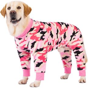 HDKUW Large Dog Sweater Coat, Large Dog Recovery Suit, Anti-Shedding Dog Pajamas Pjs, After Surgery Dog Onesie for Medium Large Dog Rose Pink 36#