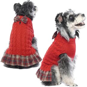 Dog Sweater with Leash Hole for Small Medium Dogs, Knit Dog Turtleneck Pullover for Fall Winter, French Bulldog Sweater, Dog Coat for Chihuahua Red M
