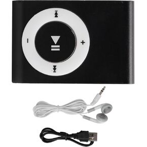 Mini MP3 Player, Portable Music Player with Clip, Digital Music Media Player MiniMP3 BackClip Player with Earphone and USB Cable for Running(Black)