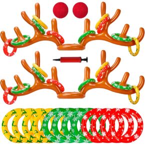 Max Fun Inflatable Reindeer Antler Ring Toss Christmas Party Game Hat for Xmas Holiday Party Supplies Favors