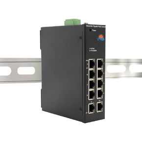 Industrial 10-Port Gigabit Solar PoE Switch with Voltage Booster - 8 x IEEE802.3af/at 30W PoE Ports @120W, Ideal for Solar Power/RV Truck/VoIP Systems. Supports DC12V-24V to DC48V Conversion