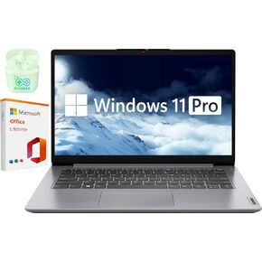 Lenovo IdeaPad 14" Essential Business Laptop Computer, 4GB RAM 320GB Storage (256GB SSD+64GB eMMC), Intel Dual Core Processor, Windows 11 Pro with Microsoft Office Lifetime Suite, PLUSERA Earphones