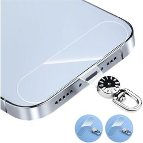 360 Degree Rotatable Clear Transparent TPU & Colorful Premium Nylon Cloth Mobile Phone Tether Tabs - Compatible with Lanyards and Mobile Phone Accessories, 2-Pack(TPU-Transparent)