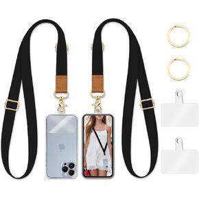 Phone Lanyard Crossbody Phone Strap, Marble Cell Phone Lanyards for around the Neck Strap Adjustable, 2 Pack iPhone Lanyard for Women Multifuctional Keys Case ID Badges Phone Accessories