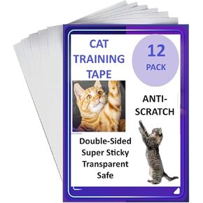 Cat Scratch Deterrent Tape - Clear, Double Sided, Residue Free, Non-Toxic - Protect Furniture, Couch, Beds - Easy Install & Remove- 12 Pack (5x17 x12, 5x17 x10, 2x17 x6)