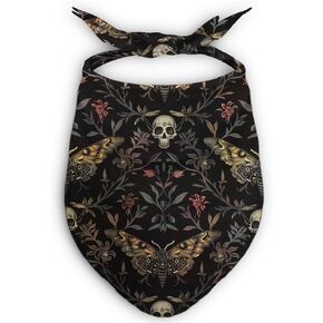 Death Hawk Moth Dog Bandanas, Retro Gothic Dog Scarf for Medium Large Dogs