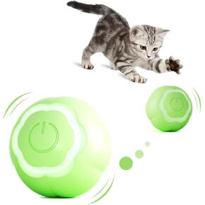 Enjoying Self Rolling Ball Cat Toy, Green, Wloom Cat Ball 2.0, USB Rechargeable, Smart Cat Toy Powerball with LED Colorful Lights, Automatic Pet Ball Funny Cat Toy in Kuwait