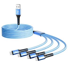 Multi Charging Cable,USB A to 4 in 1 USB C Charger Cable QC 3.0 Type C Ports Fast Charging Data Sync Cord for iPhone 16 15 Pro Max Galaxy S23 S22 S10 S9 S8 Note 20 Cell Phones Tablets and More