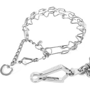 طوق تدريب الكلاب من الفولاذ المقاوم للصدأ مع مشبك سريع التحرير، طوق سلسلة قابل للتعديل للكلاب مع حلقة دوارة 22 بوصة × 3.0 مم (حجم الرقبة يصل إلى 18 بوصة) M/L in Kuwait