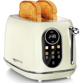 Keenstone Touchscreen Toaster, Retro Toaster 2 Slice with LCD Screen, Smart Toaster Extra Wide Slot Features Bagel, Reheat, Defrost, Cancel, 6 Shade Settings&Removable Crumb Tray Green
