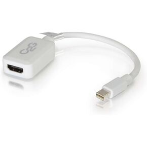C2G Mini Display Port Adapter, Display Port to HDMI, Male to Female, White, 8 inches, Cables to Go 54314