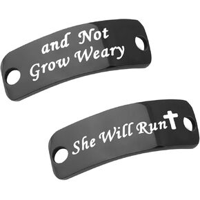 BEKECH Isaiah 40:31 Bible Verse Trainer Tag Gift for Runners She Will Run and Not Grow Weary Inspiration Shoelace Charm Lace Tag Get Fit Running Marathon Runners Gift