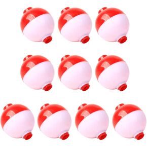 lasenersm 10 Pieces Fishing Float Fishing Bobbers Fishing Floats Bobbers 2inch Fishing Bobbers Floats Fishing Controller Fishing Float Ball Fishing Bubble Floats, Red and White