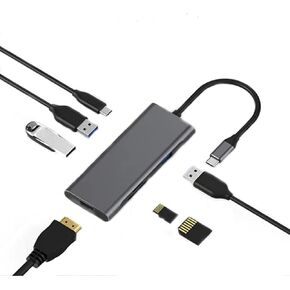Docking Station-USB C to Dual HDMI Adapter-USB C Hub Dual HDMI Monitors for Windows,USB C HDMI Adapter with 3 USB Ports,USB-C Data Port,SD/Micro Card Reader, Compatible with Windows, Mac, Android etc