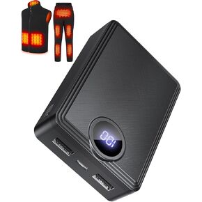 𝟱𝗩 𝟭𝟮𝟬𝟬𝟬𝗺𝗔𝗵 Heated Vest Battery Pack, Rechargeable Power Bank with LED Display, Type-C Input, and Dual USB-A Output for Heated Apparel, Vest, Seat, Blanket and Jacket up to 10H