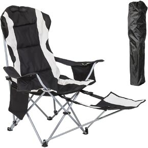 Camping Chair with Footrest, Cooler Bag, Storage Pouch, Cushion - Ideal for Beach Relaxation, Outdoor Dining, Camping Comfort