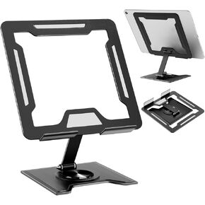 Tablet Stand for Ipad,Ipad Stand for Desk,Foldable Desktop Stand,Tablet Holder with 360° Rotating Base,Compatible with Ipad Pro/Air/Mini and More,Black