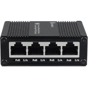 Mini 5 Port PoE Extender Gigabit PoE+ Switch, Unmanaged Gaming Switch, Unmanaged PoE Switch, Network Hub, Plug & Play, Desktop, Sturdy Aluminum Housing