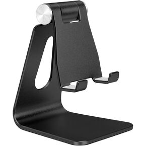 Aluminum Alloy Cell Phone Stand,Adjustable Tabletop Metal Phone Holder,Desktop Phone Dock Holder,Smartphone Cradle,Black