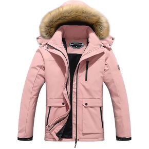 MOERDENG Women's Waterproof Ski Snow Jacket Winter Warm Hooded Snow Coat Mountain Windproof Ski Jacket For Women